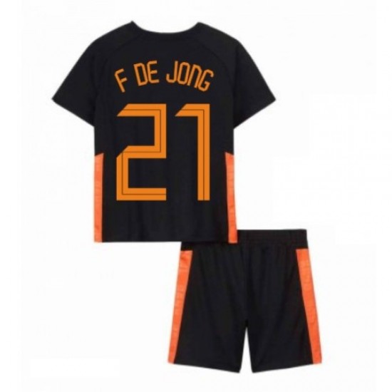 Camisola Países Baixos Frenkie de Jong 21 Criança Equipamento Segundo Euro 2020 Manga Curta